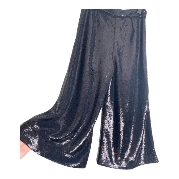 NWT MAJE PANTS WHIMSIGOTH FAIRY GRUNGE EDGY BLACK SEQUIN CROPPED PANTS WIDE LEG - Picture 10 of 11